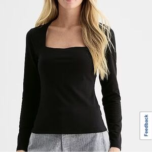 NWT a.n.a Black Square Neck Long Sleeve